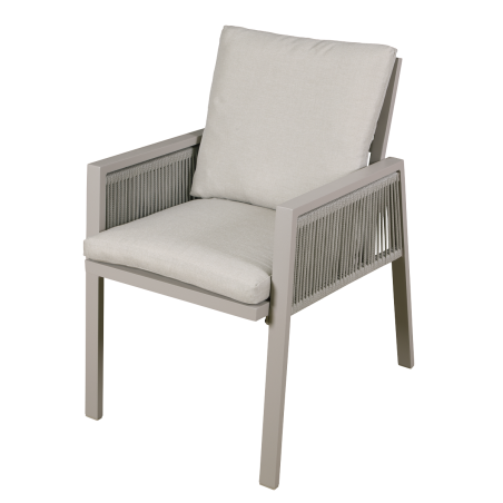 Dellonda Fusion Garden/Patio Dining Chair with Armrests, Set of 6, Light Grey - DG49