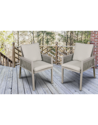 Dellonda Fusion Garden/Patio Dining Chair with Armrests, Set of 6, Light Grey - DG49