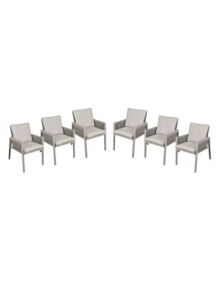 Dellonda Fusion Garden/Patio Dining Chair with Armrests, Set of 6, Light Grey - DG49