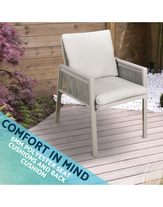 Dellonda Fusion Garden/Patio Dining Chair with Armrests, Set of 6, Light Grey - DG49