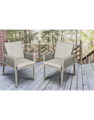 Dellonda Fusion Garden/Patio Aluminium Dining Chair with Armrests, Set of 4, Light Grey - DG50