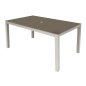 Dellonda Fusion Table de jardin en verre et aluminium avec trou pour parasol Gris clair