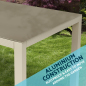 Dellonda Fusion Table de jardin en verre et aluminium avec trou pour parasol Gris clair