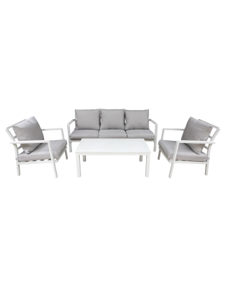 Dellonda Kyoto 4-Piece Aluminium Outdoor Garden Sofa Arm Chair Coffee Table Set