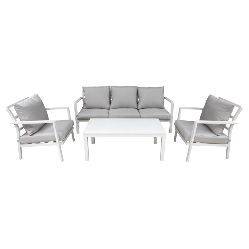 Dellonda Kyoto 4-Piece Aluminium Outdoor Garden Sofa Arm Chair Coffee Table Set