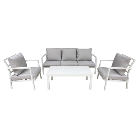 Dellonda Kyoto 4-Piece Aluminium Outdoor Garden Sofa Arm Chair Coffee Table Set