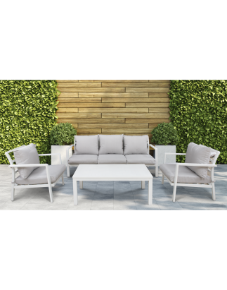 Dellonda Kyoto 4-Piece Aluminium Outdoor Garden Sofa Arm Chair Coffee Table Set