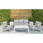 Dellonda Kyoto 4-Piece Aluminium Outdoor Garden Sofa Arm Chair Coffee Table Set