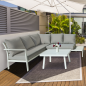 Dellonda Kyoto White 3-Piece Outdoor Garden Corner Sofa & Coffee Table Set