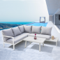 Dellonda Kyoto White 3-Piece Outdoor Garden Corner Sofa & Coffee Table Set