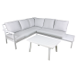 Dellonda Kyoto White 3-Piece Outdoor Garden Corner Sofa & Coffee Table Set