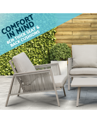 Dellonda Fusion Aluminium 4-Piece Outdoor Sofa, Arm Chairs & Coffee Table Set