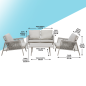 Dellonda Fusion Aluminium 4-Piece Outdoor Sofa, Arm Chairs & Coffee Table Set