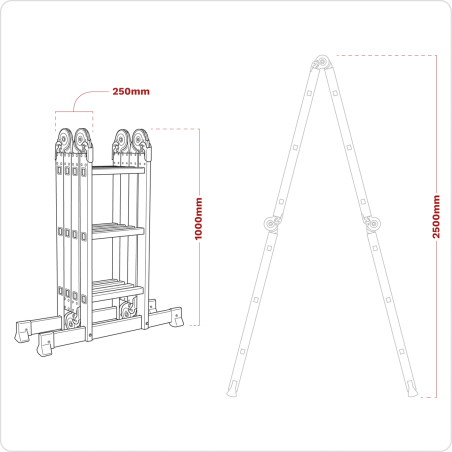 Échelle à plateforme pliante 4 voies en aluminium - BS EN 131