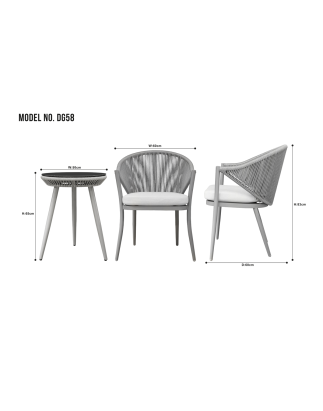 Ensemble de balcon en aluminium Dellonda Echo 3 pièces avec dessus en verre trempé