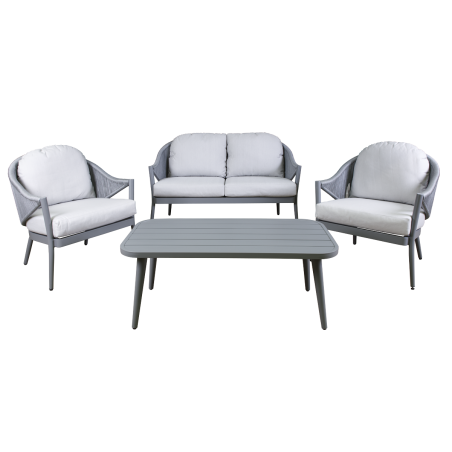 Dellonda Echo 4-Piece Aluminium Outdoor Garden Sofa Arm Chair & Coffee Table Set