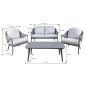 Dellonda Echo 4-Piece Aluminium Outdoor Garden Sofa Arm Chair & Coffee Table Set