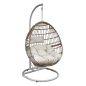 Dellonda Egg Hanging Swing Chair, Wicker Rattan Basket, Steel Frame, Single