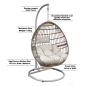 Dellonda Egg Hanging Swing Chair, Wicker Rattan Basket, Steel Frame, Single