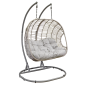 Dellonda Egg Hanging Swing Chair, Wicker Rattan Basket, Steel Frame, Double