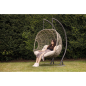 Dellonda Egg Hanging Swing Chair, Wicker Rattan Basket, Steel Frame, Double