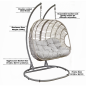 Dellonda Egg Hanging Swing Chair, Wicker Rattan Basket, Steel Frame, Double