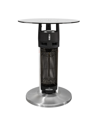 Dellonda Bistro Table with 1200W Heater, 65cm, Black/Stainless Steel