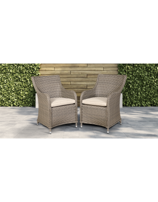 Dellonda Chester Rattan Wicker Garden Dining Chairs with Cushion, Brown