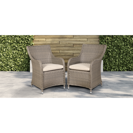 Dellonda Chester Rattan Wicker Garden Dining Chairs with Cushion, Brown