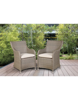 Dellonda Chester Rattan Wicker Garden Dining Chairs with Cushion, Brown