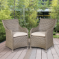 Dellonda Chester Rattan Wicker Garden Dining Chairs with Cushion, Brown