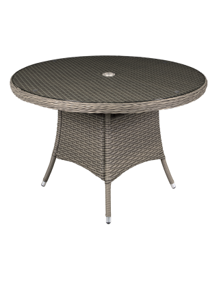 Dellonda Chester Rattan Wicker Outdoor Dining Table with Tempered Glass Top, Brown