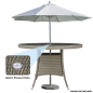 Dellonda Chester Rattan Wicker Outdoor Dining Table with Tempered Glass Top, Brown