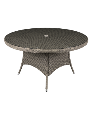 Dellonda Chester Rattan Wicker Outdoor Dining Table with Tempered Glass Top