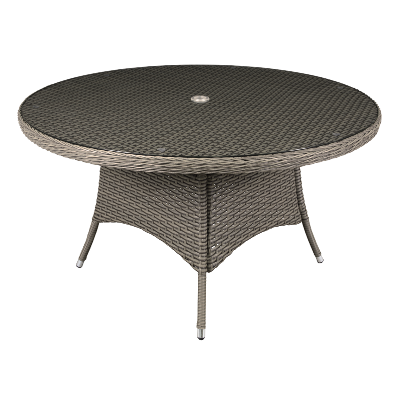 Dellonda Chester Rattan Wicker Outdoor Dining Table with Tempered Glass Top