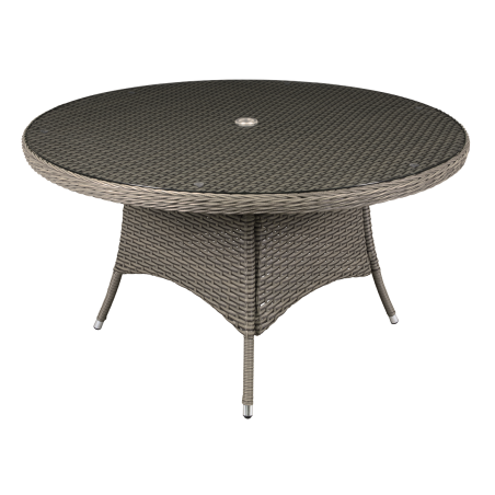 Dellonda Chester Rattan Wicker Outdoor Dining Table with Tempered Glass Top