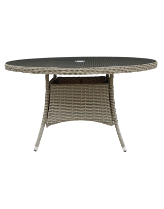 Dellonda Chester Rattan Wicker Outdoor Dining Table with Tempered Glass Top