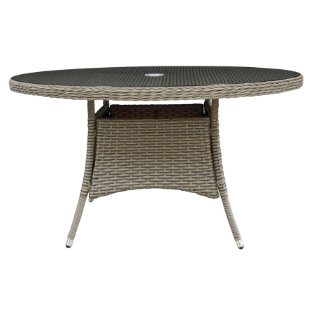 Dellonda Chester Rattan Wicker Outdoor Dining Table with Tempered Glass Top