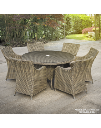 Dellonda Chester Rattan Wicker Outdoor Dining Table with Tempered Glass Top