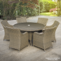 Dellonda Chester Rattan Wicker Outdoor Dining Table with Tempered Glass Top