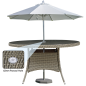 Dellonda Chester Rattan Wicker Outdoor Dining Table with Tempered Glass Top