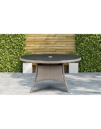 Dellonda Chester Rattan Wicker Outdoor Dining Table with Tempered Glass Top