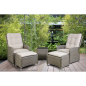 Dellonda Chester Rattan Wicker Outdoor Recliner Seat & Coffee Table Set, Brown