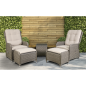 Dellonda Chester Rattan Wicker Outdoor Recliner Seat & Coffee Table Set, Brown