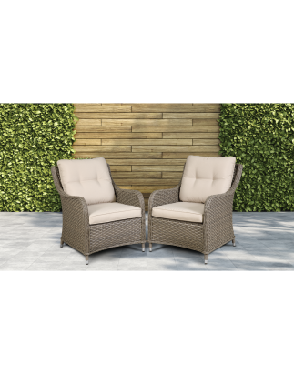 Dellonda Chester Rattan Wicker Outdoor Lounge Chairs with Cushion, Brown