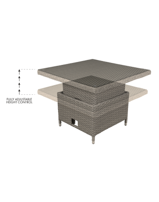 Dellonda Chester Table de salle à manger d'extérieur réglable en rotin et osier Marron