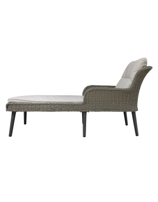 Dellonda Buxton Chaise longue en rotin et osier avec accoudoirs, coussins lavables, gris