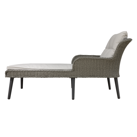 Dellonda Buxton Chaise longue en rotin et osier avec accoudoirs, coussins lavables, gris