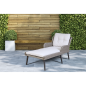 Dellonda Buxton Rattan Wicker Sun Lounger with Armrests Washable Cushions, Grey