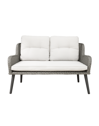 Dellonda Buxton Rattan Wicker Outdoor Lounge 2-Seater Sofa with Cushion, Grey